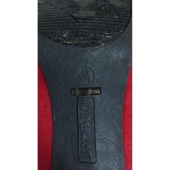 Bamboo Red Closer Toe Heels With Bow And Beaded Fl - Picture 7 of 7